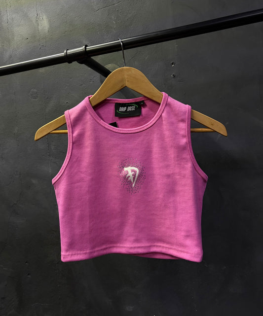 RHINESTONES PINK TANK TOP