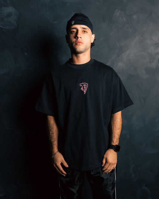 Embroidered Logo Tee (Black/Pink)