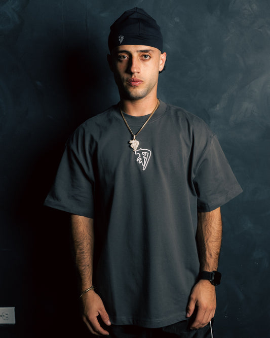 Embroidered Logo Tee (Grey/White)