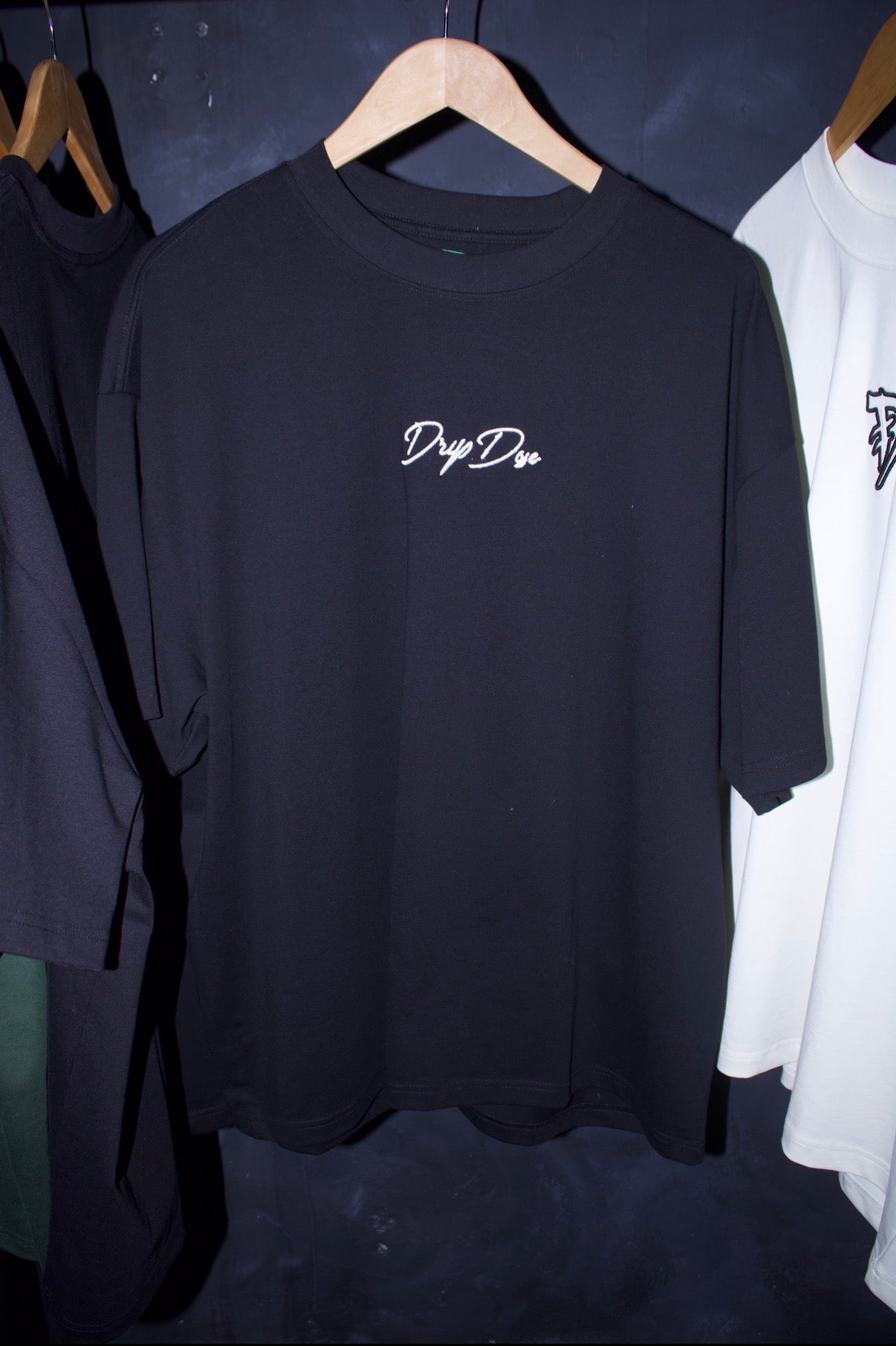 Cursive Embroidered Tee* (Black/White)