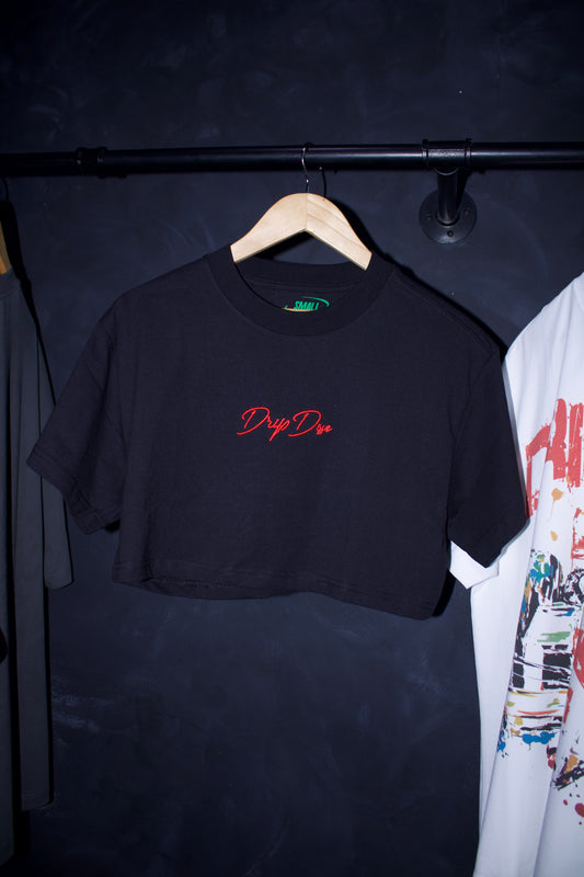 Embroidered cursive crop top 💋