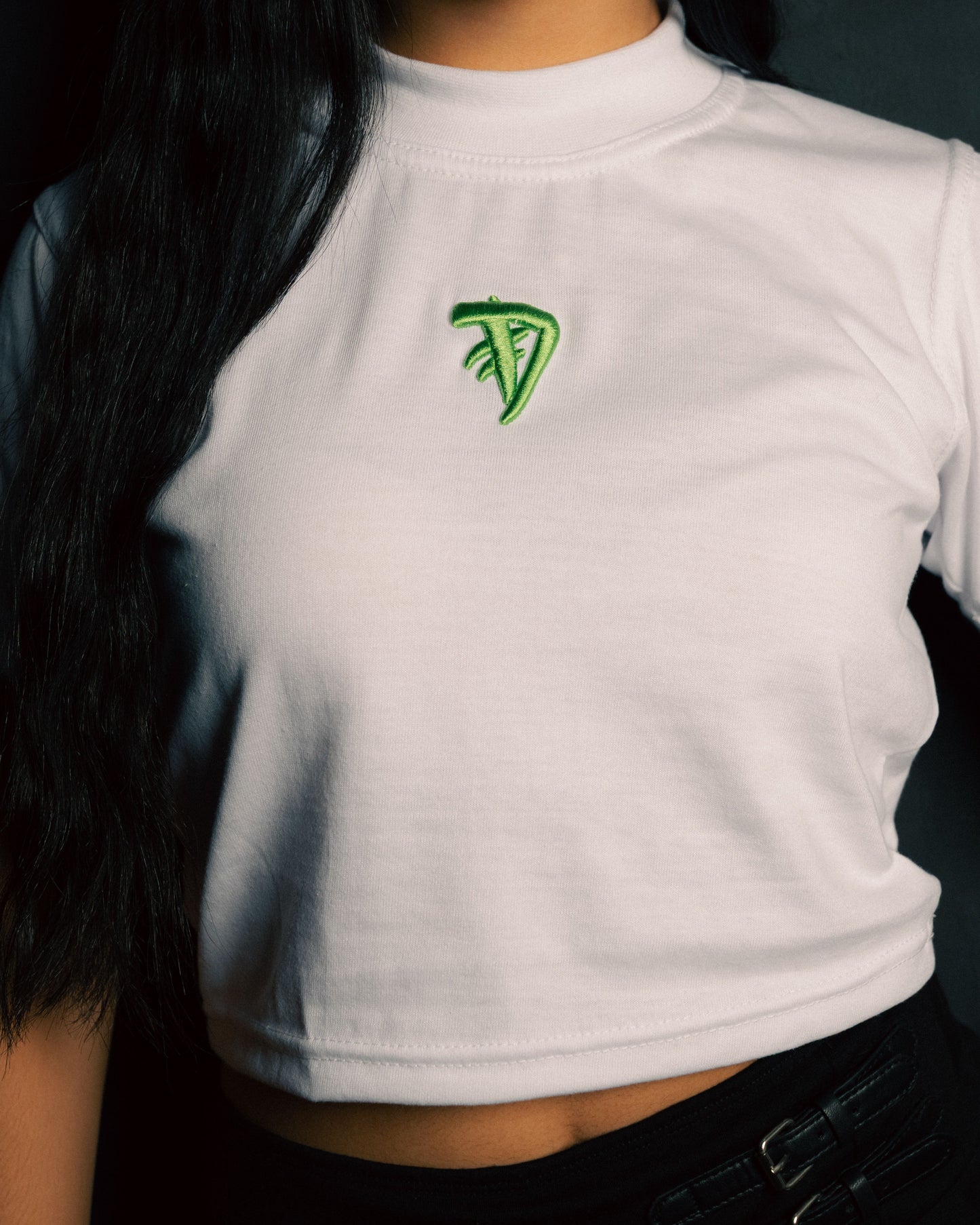 Embroidered Logo Baby Tee Crop Top