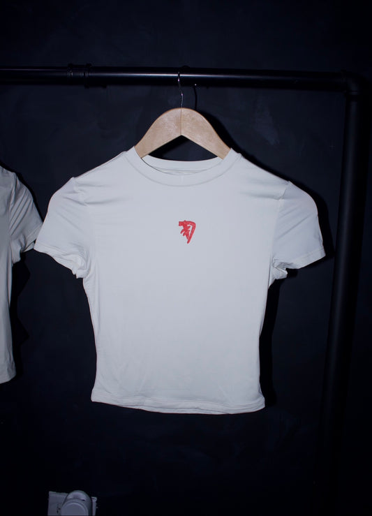 *Beige/Red Spandex WOMNS Baby Tee