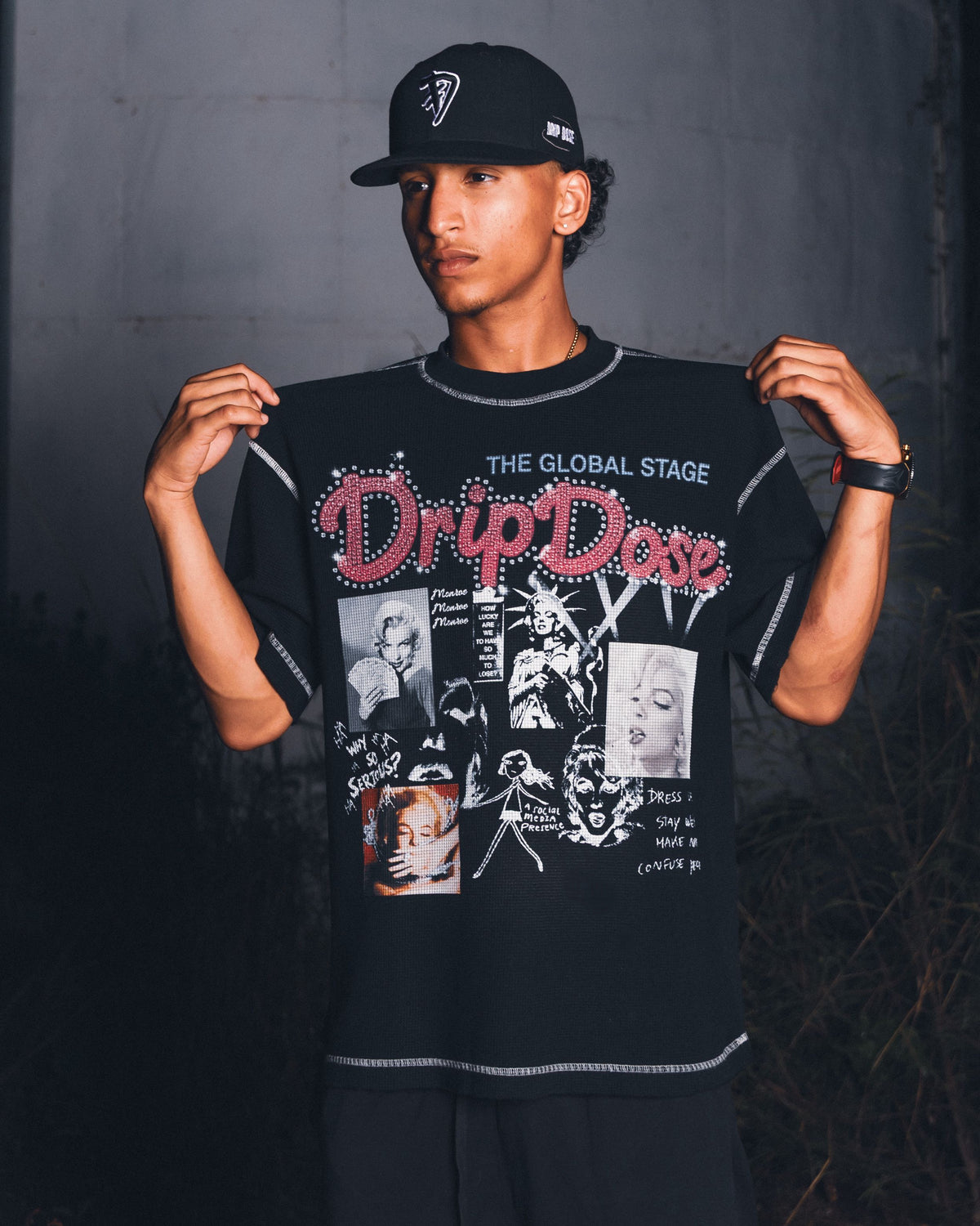** The Global Stage Black Waffle Tee