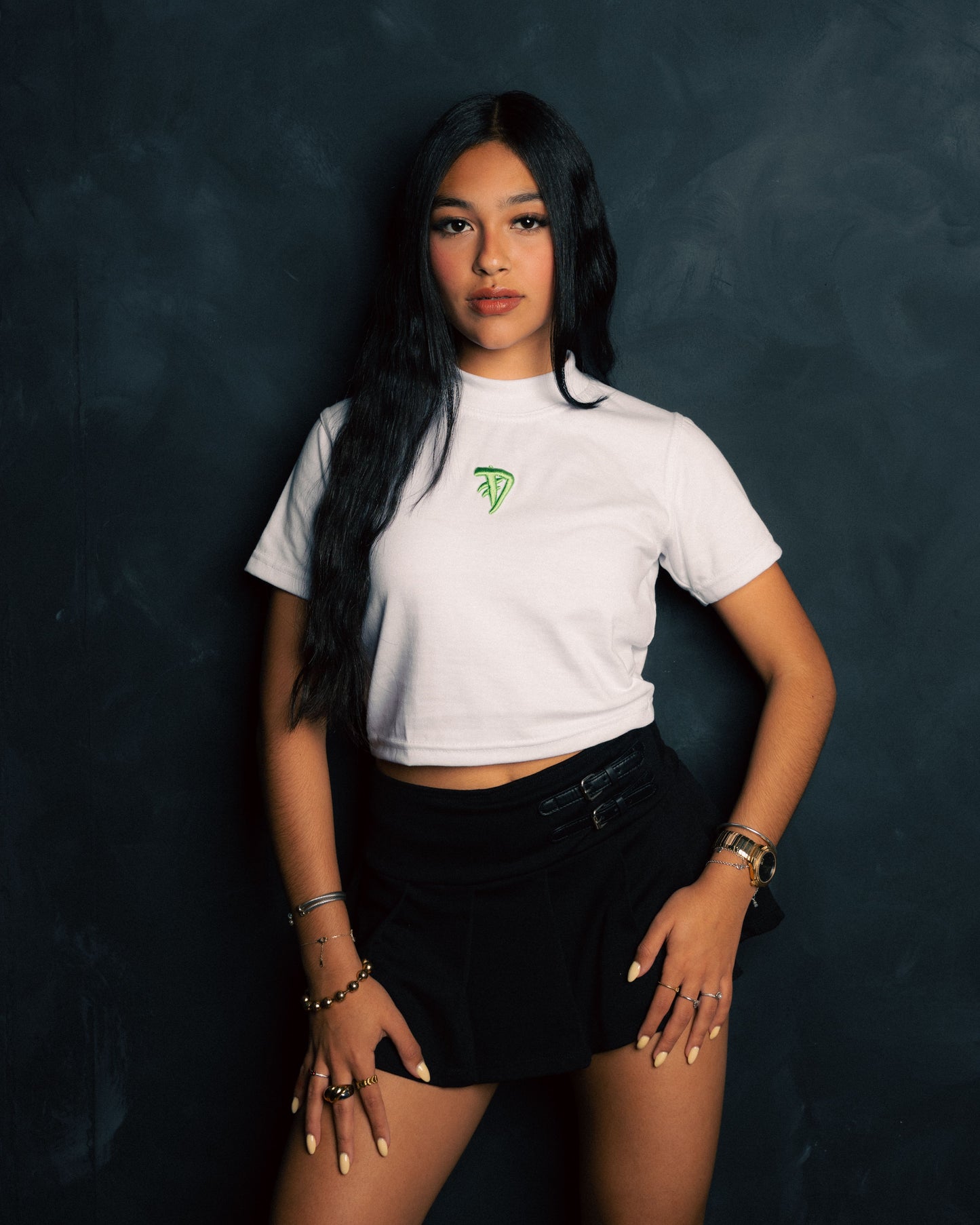 Embroidered Logo Baby Tee Crop Top