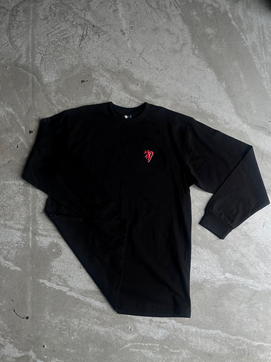 *3D Logo* (Black/Red) Embroidered Longsleeve Tee